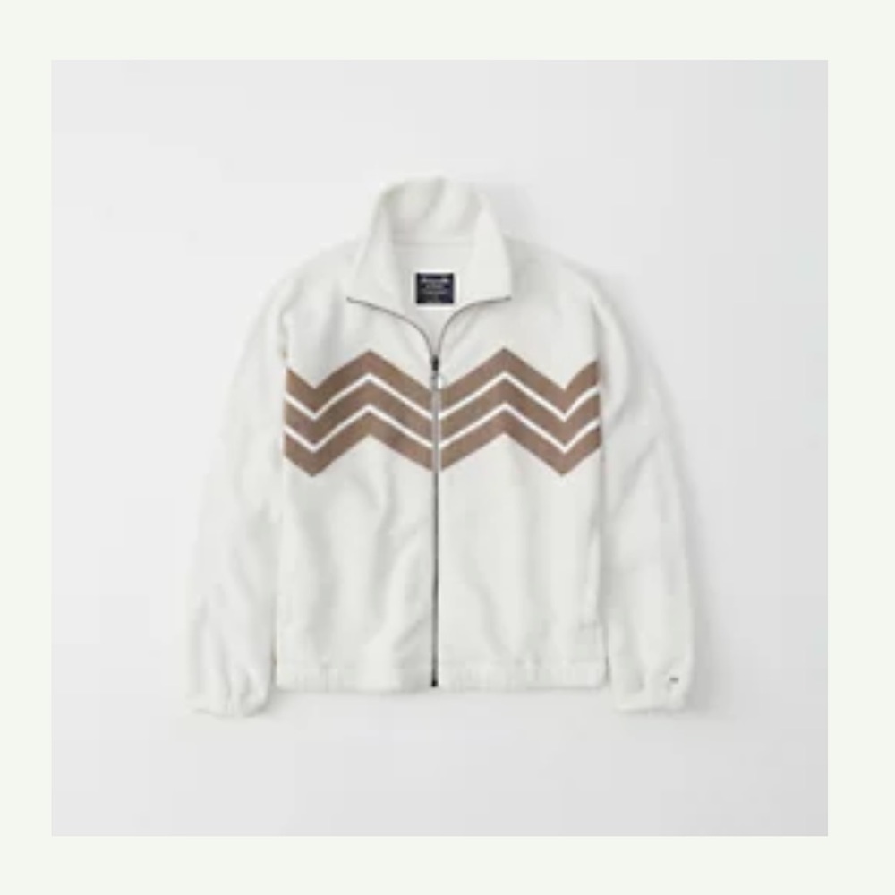 Abercrombie Chevron Sherpa Full-Zip Sweatshirt